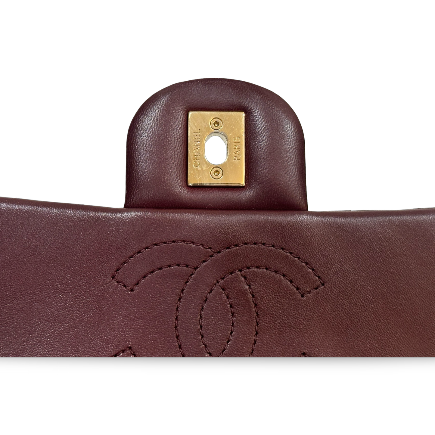 Chanel Chevron Small Single Flap Gold Burgundy