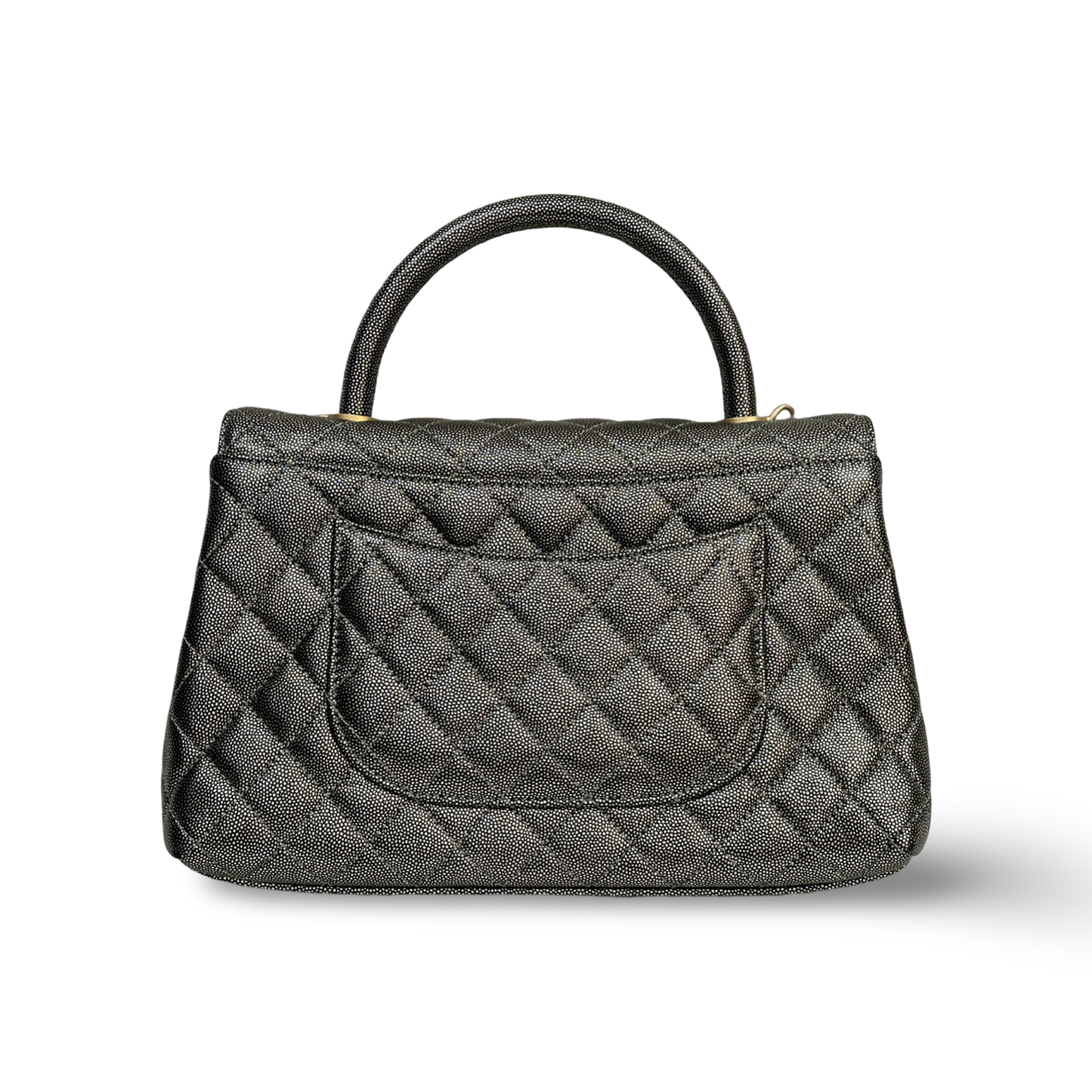 Chanel Classic Caviar Medium Coco Handle Flap Metallic