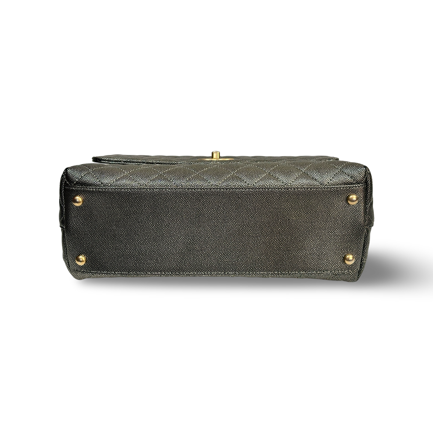Chanel Classic Caviar Medium Coco Handle Flap Metallic