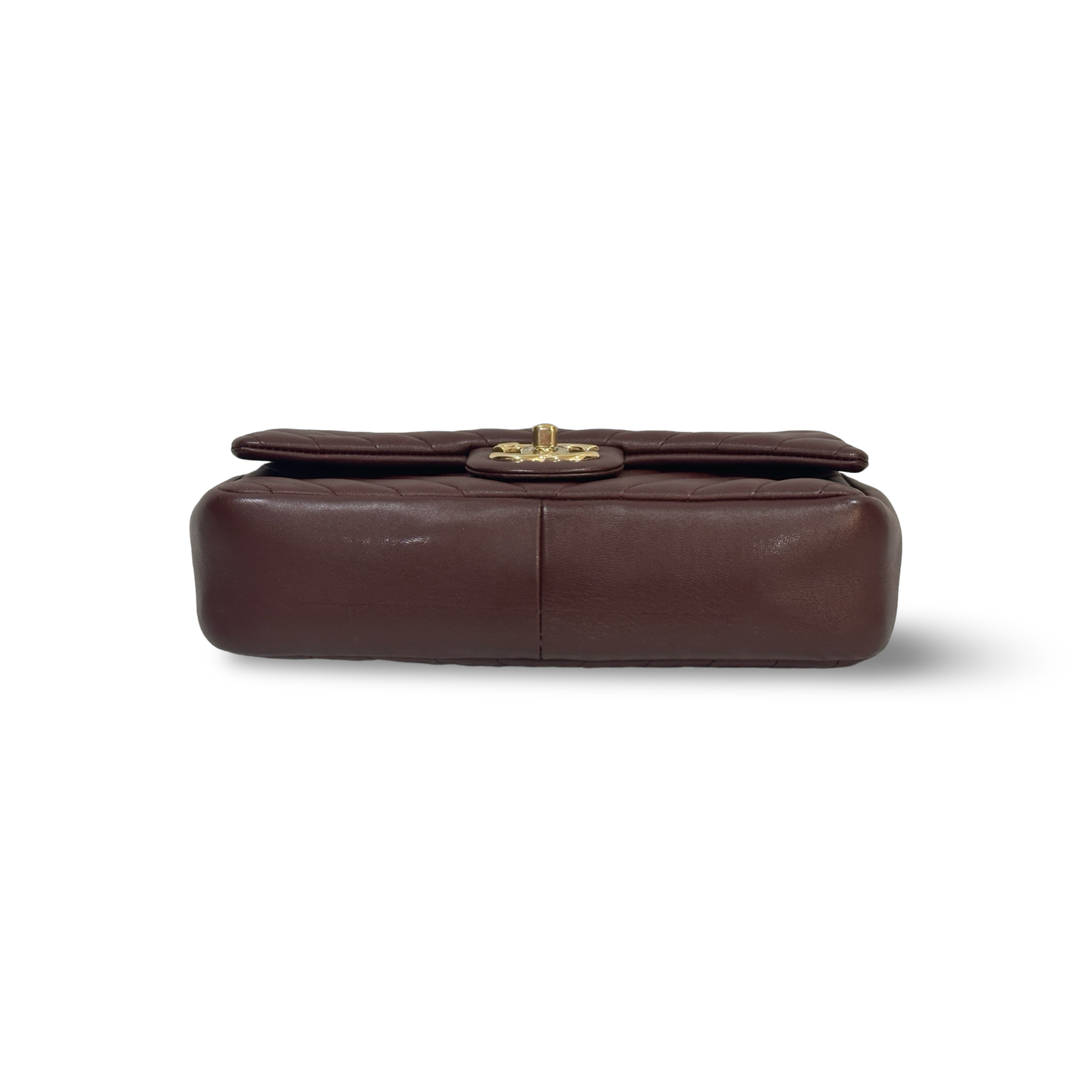 Chanel Chevron Small Single Flap Gold Burgundy