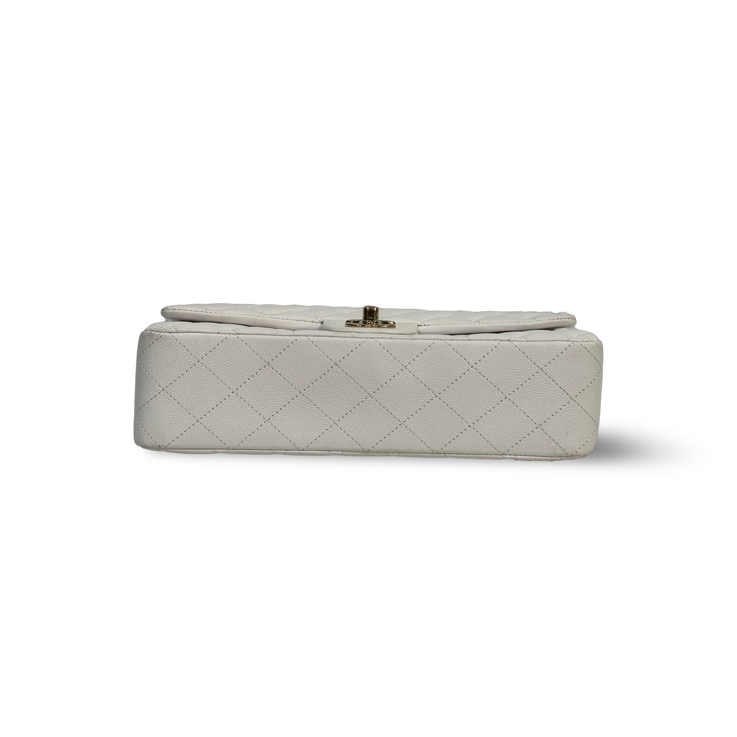 Chanel Classic Caviar Medium Double Flap Gold White