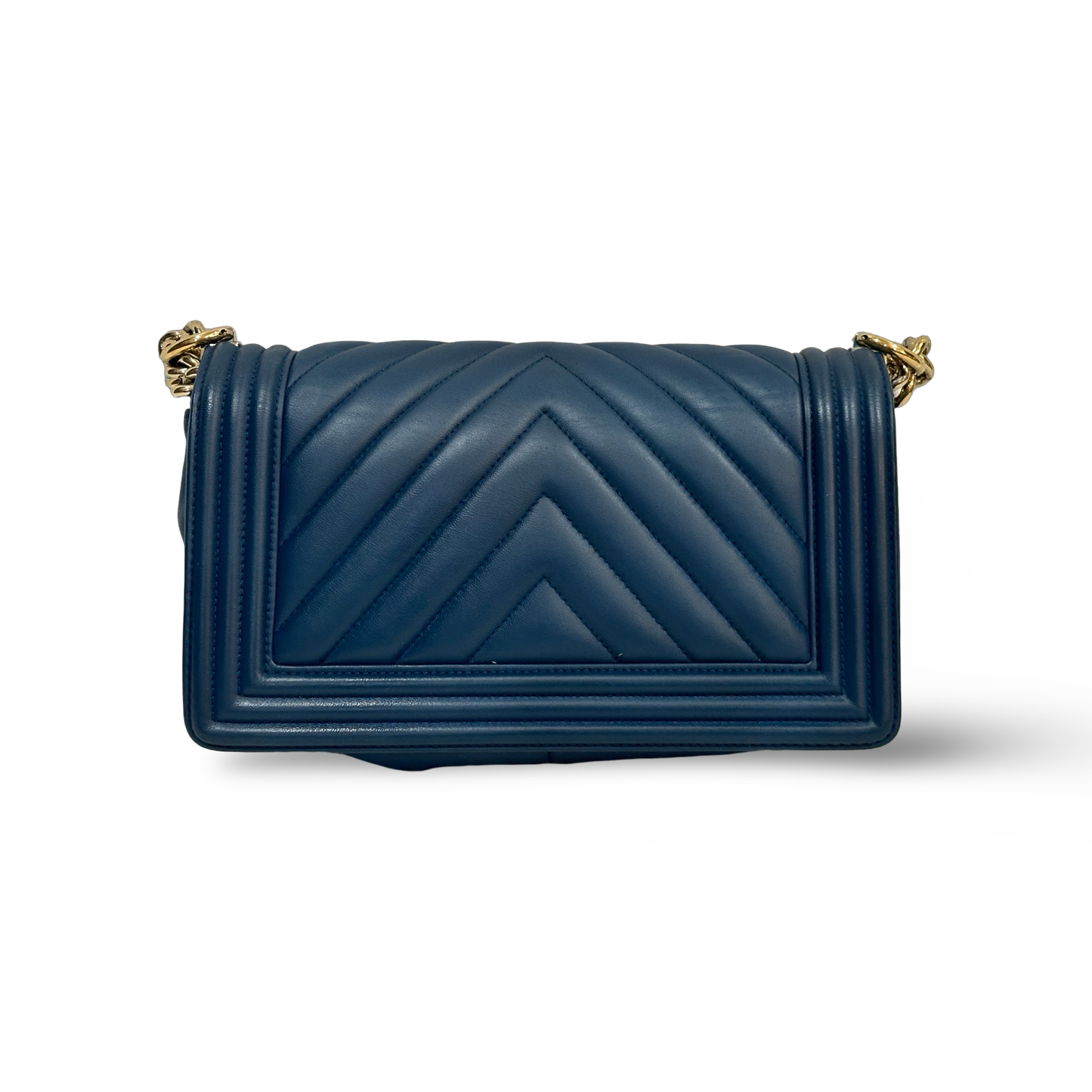 Chanel Chevron Medium boy Bag - Gold Blue