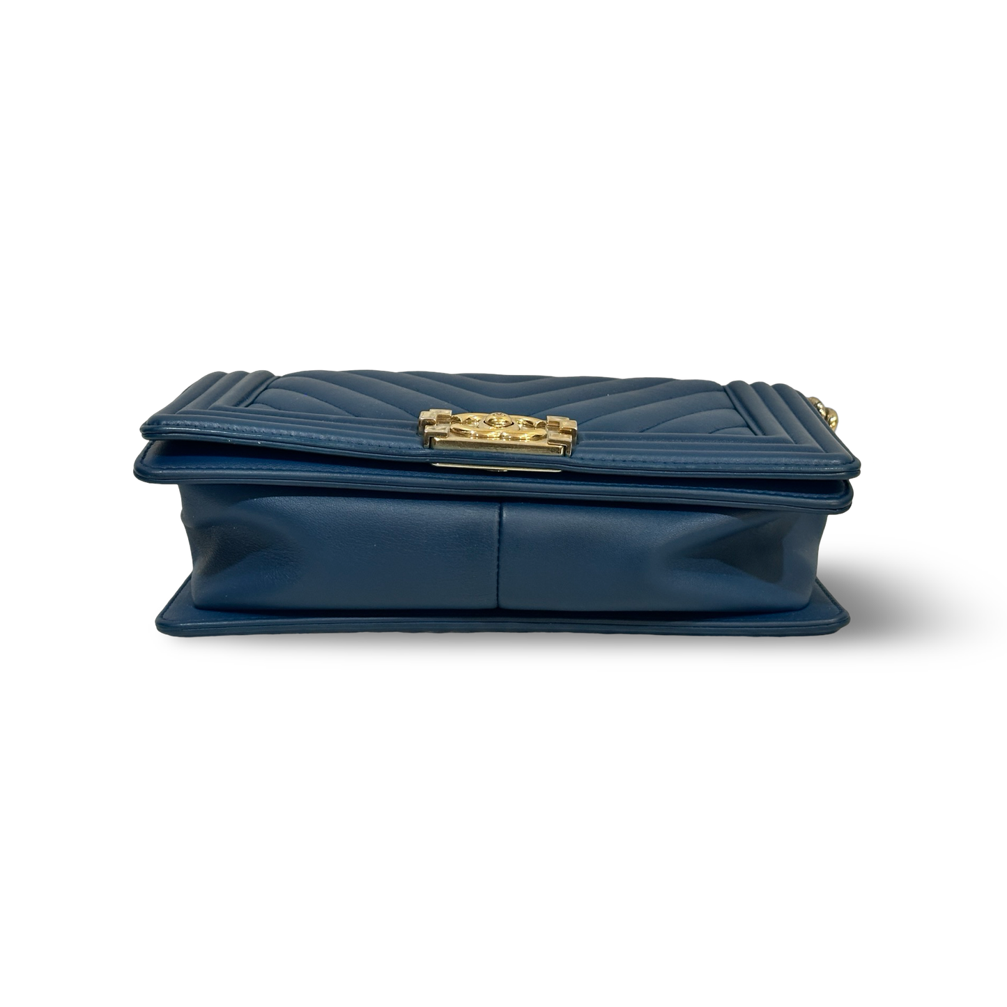 Chanel Chevron Medium boy Bag - Gold Blue