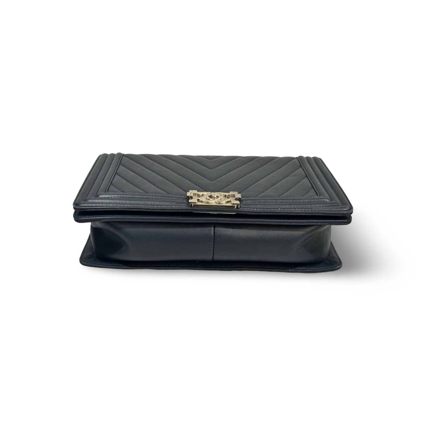 Chanel Chevron New Medium boy Bag - Sliver Navy