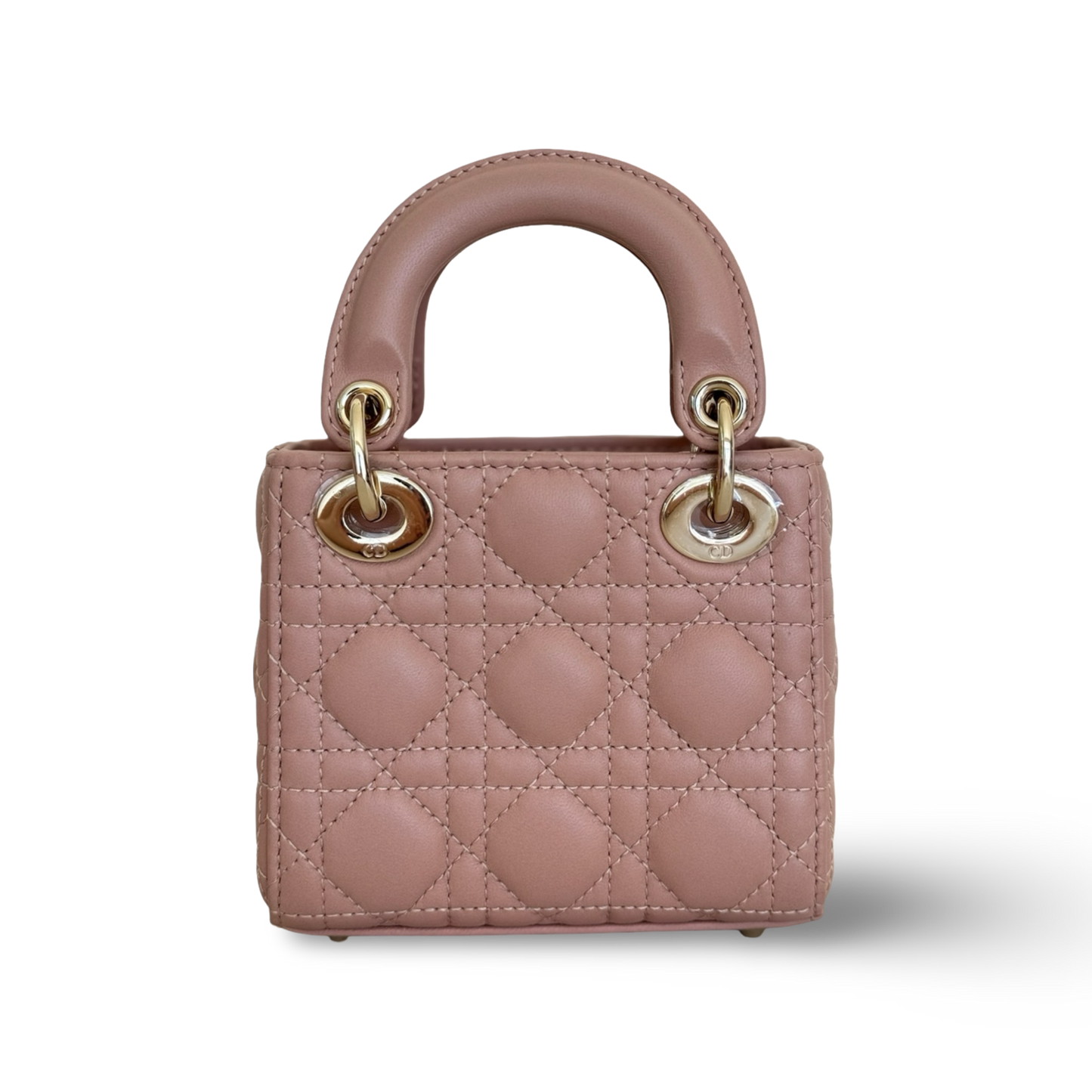 Dior Cannage Lambskin Micro Lady Bag - GHW / Nude