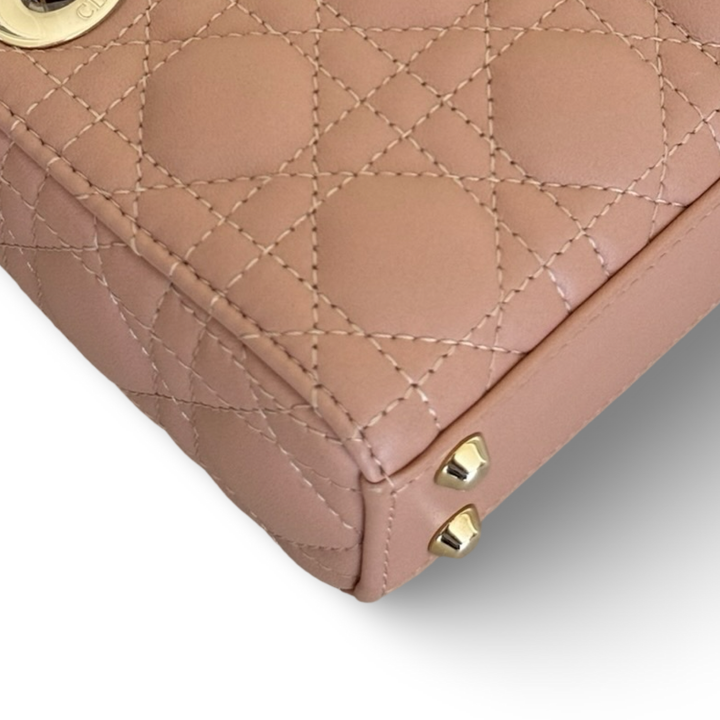 Dior Cannage Lambskin Micro Lady Bag - GHW / Nude