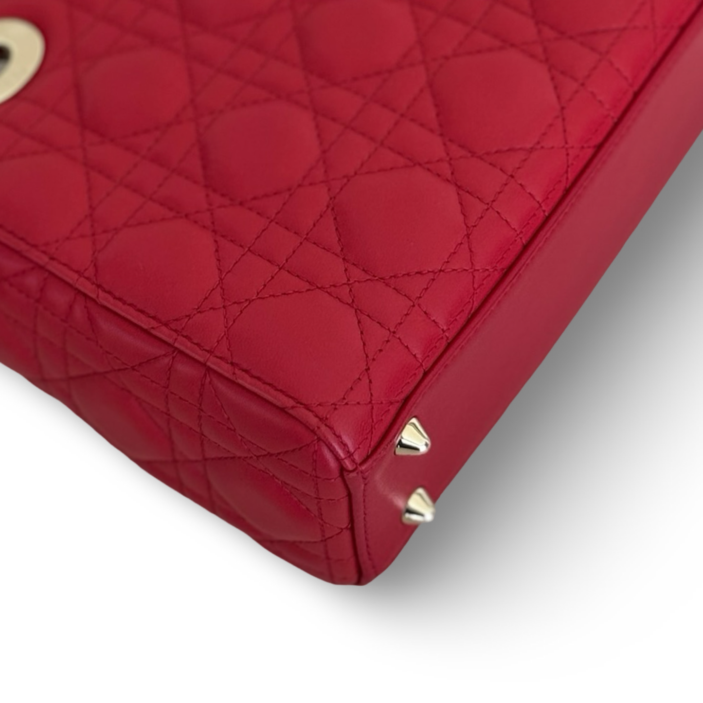 Dior Cannage Lambskin Small ABC Dior Lady Bag - GHW / Red