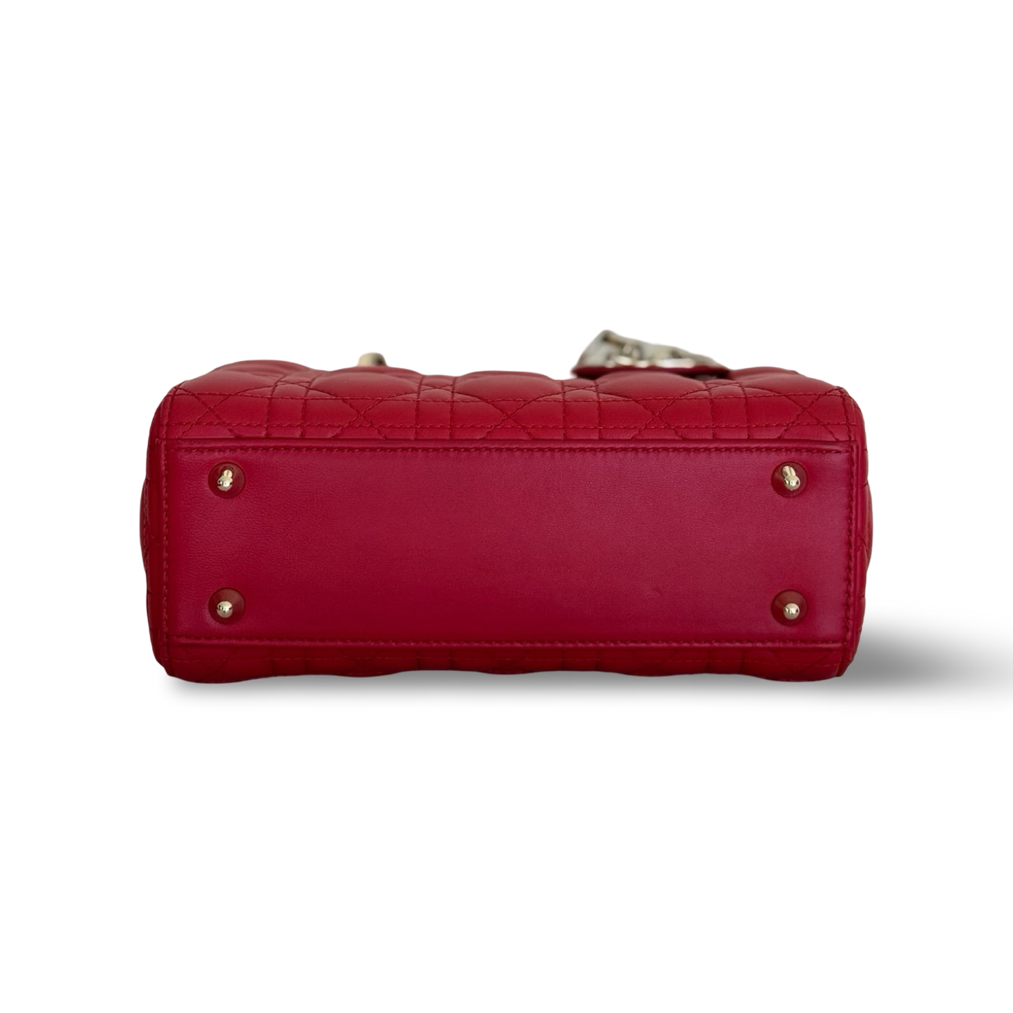Dior Cannage Lambskin Small ABC Dior Lady Bag - GHW / Red