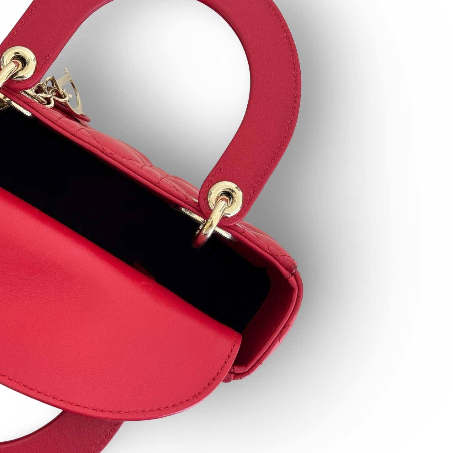 Dior Cannage Lambskin Small ABC Dior Lady Bag - GHW / Red