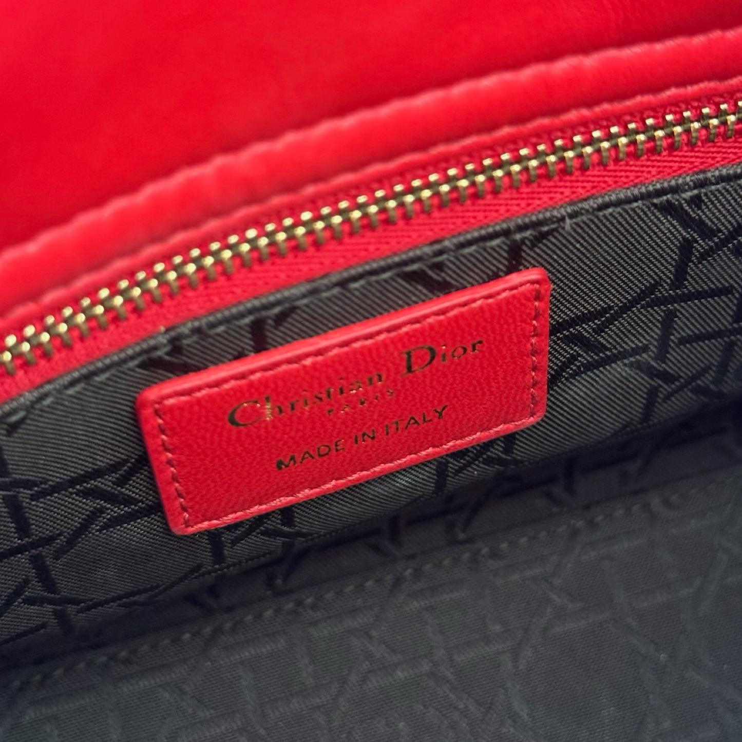 Dior Cannage Lambskin Small ABC Dior Lady Bag - GHW / Red