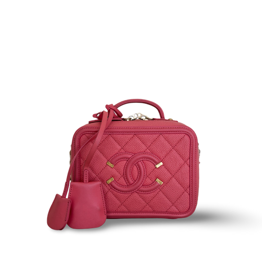 Chanel Quilted Caviar Small Vanity Case - GHW / Light Pink