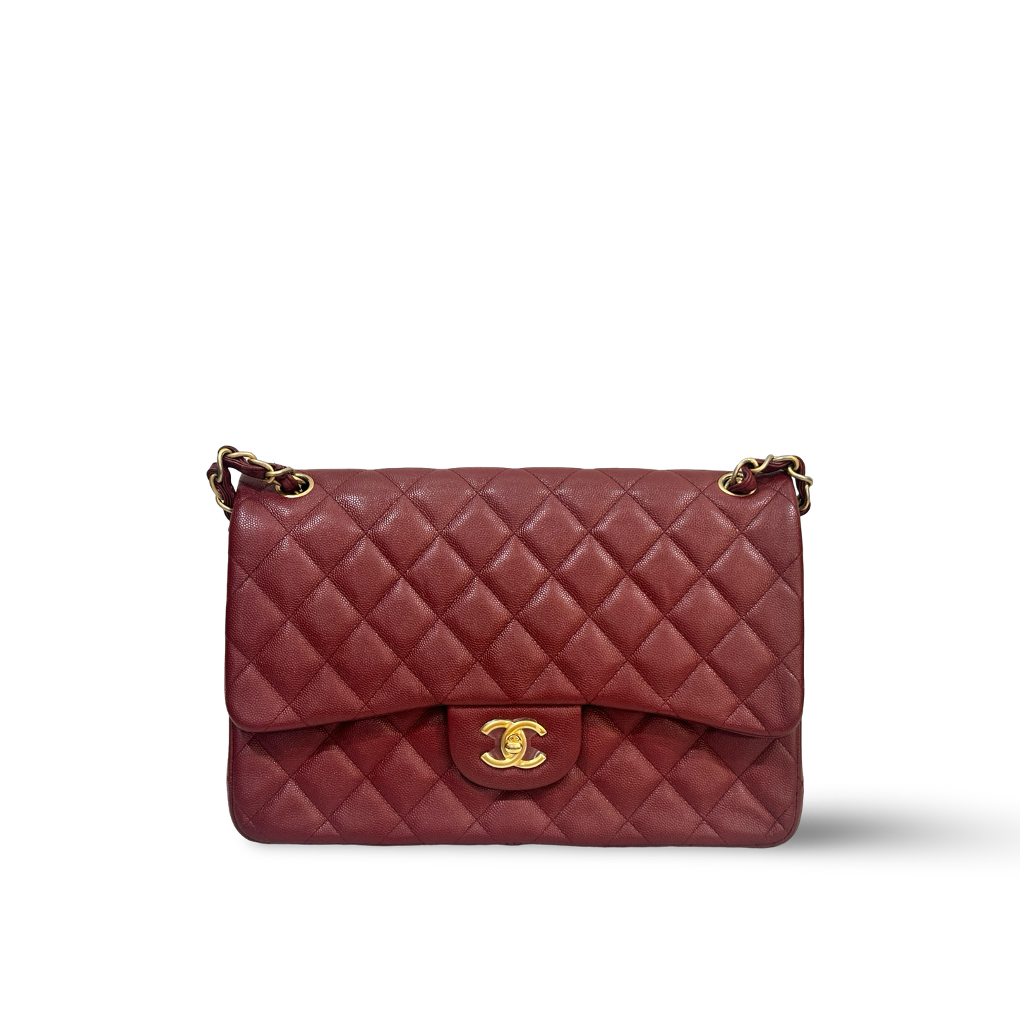 Chanel Classic Caviar Jumbo Double Flap Burgundy