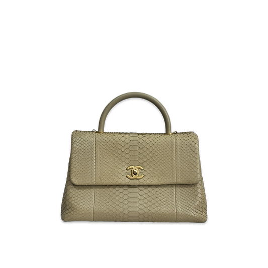 Chanel Python Medium Coco Handle Flap Gold