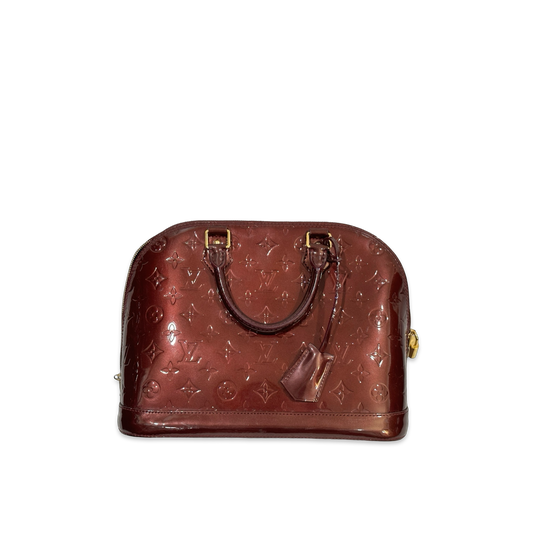 Louis Vuitton Patent MM Alma Bag Burgundy