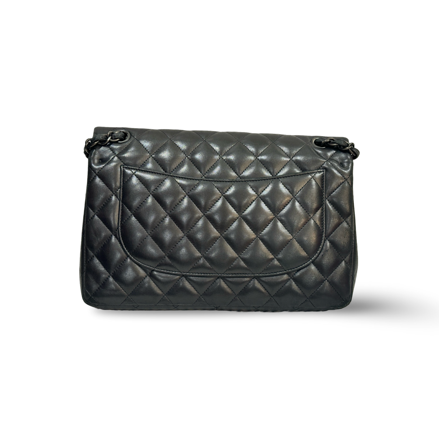 Chanel Classic Lambskin Jumbo So Black Double Flap