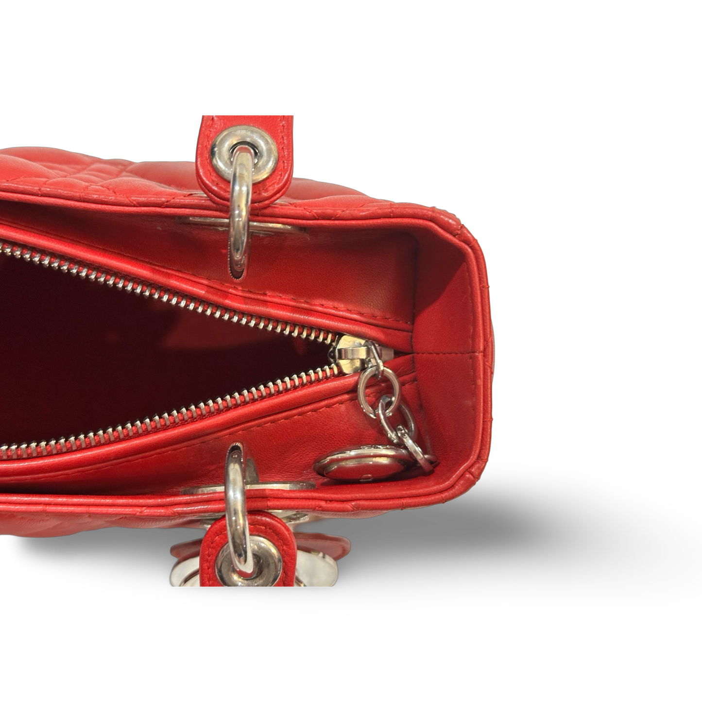 Dior Classic Lambskin Medium Lady Bag Red
