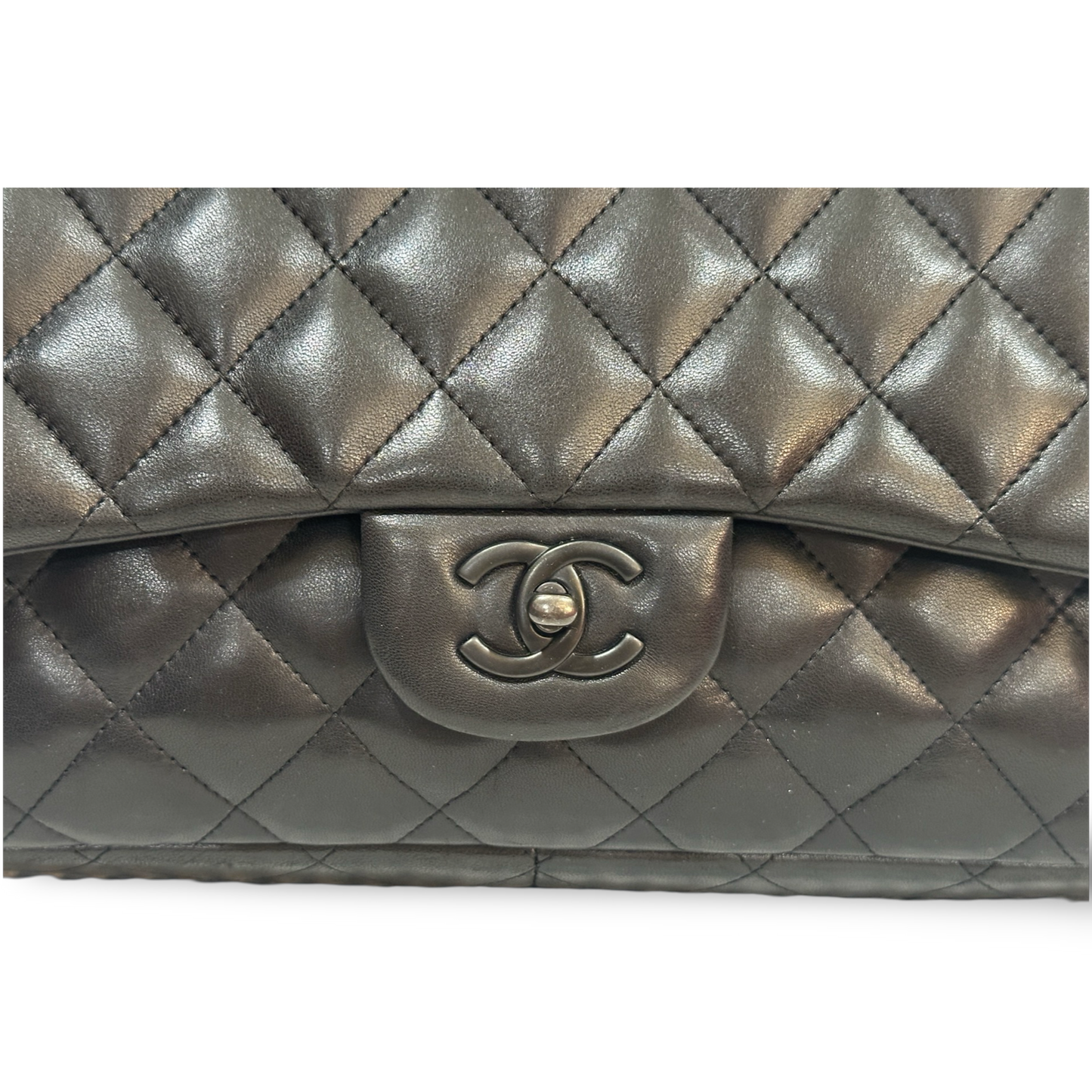 Chanel Classic Lambskin Jumbo So Black Double Flap