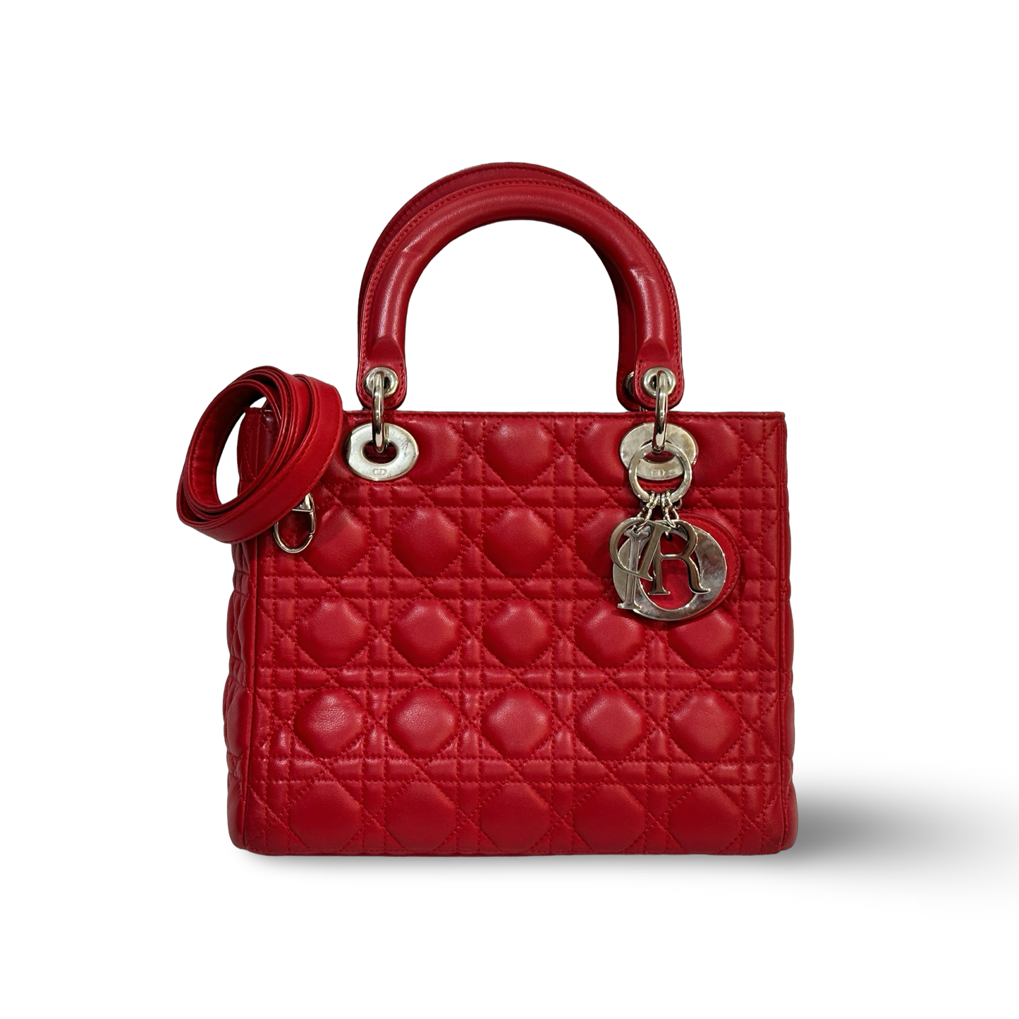 Dior Classic Lambskin Medium Lady Bag Red