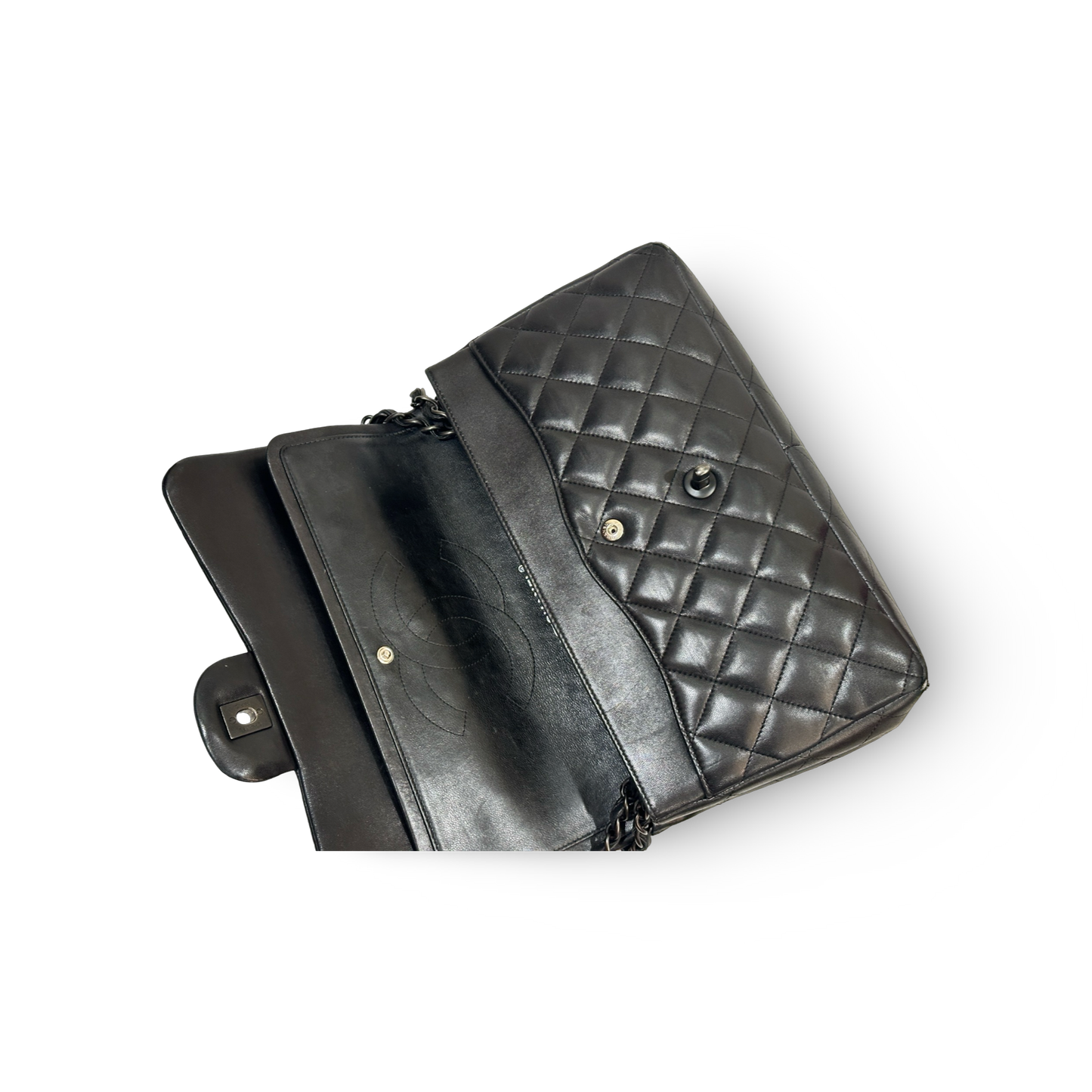 Chanel Classic Lambskin Jumbo So Black Double Flap
