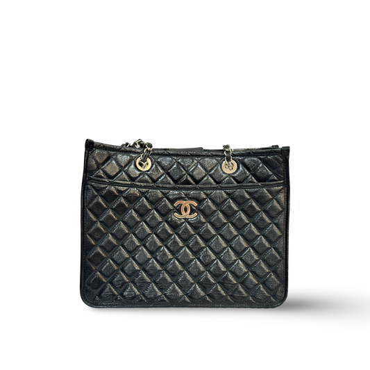 Chanel Classic Lambskin Medium Elegant Tote Bag Black