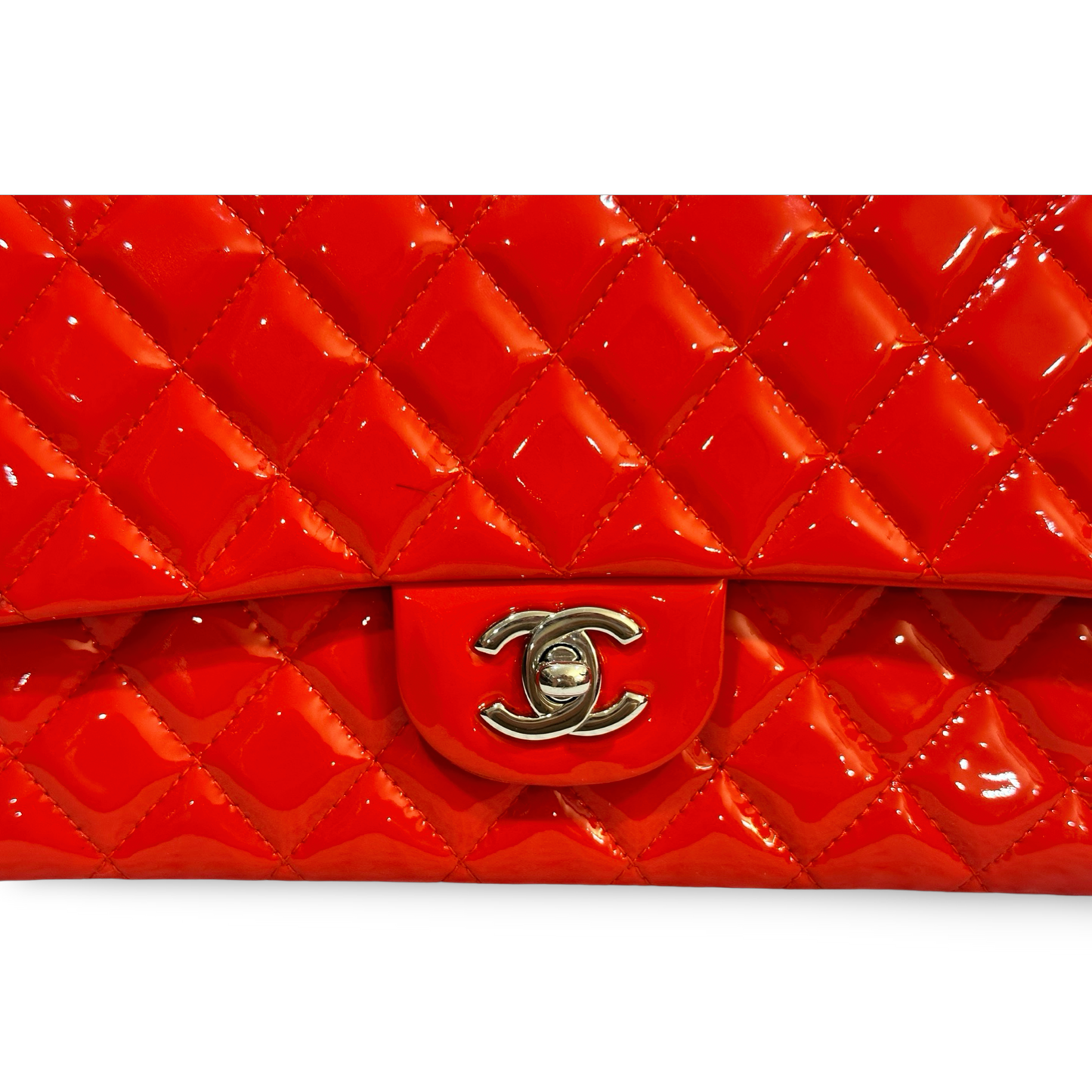 Chanel Classic Patent Medium Double Flap Red