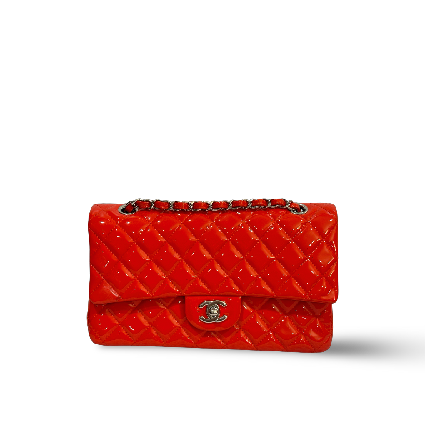 Chanel Classic Patent Medium Double Flap Red
