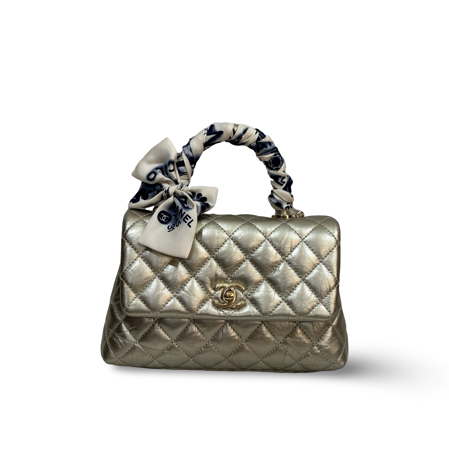 Chanel Calfskin Medium Coco Handle Flap Gold