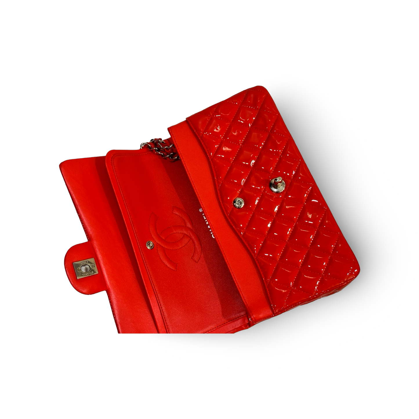 Chanel Classic Patent Medium Double Flap Red
