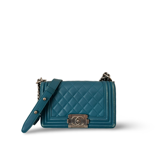 Chanel Quilted Lambskin Small Boy Bag - SHW / Teal