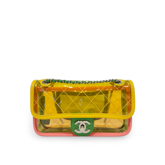 Chanel Quilted PVC Small Splash Flap -  SHW /Yellow