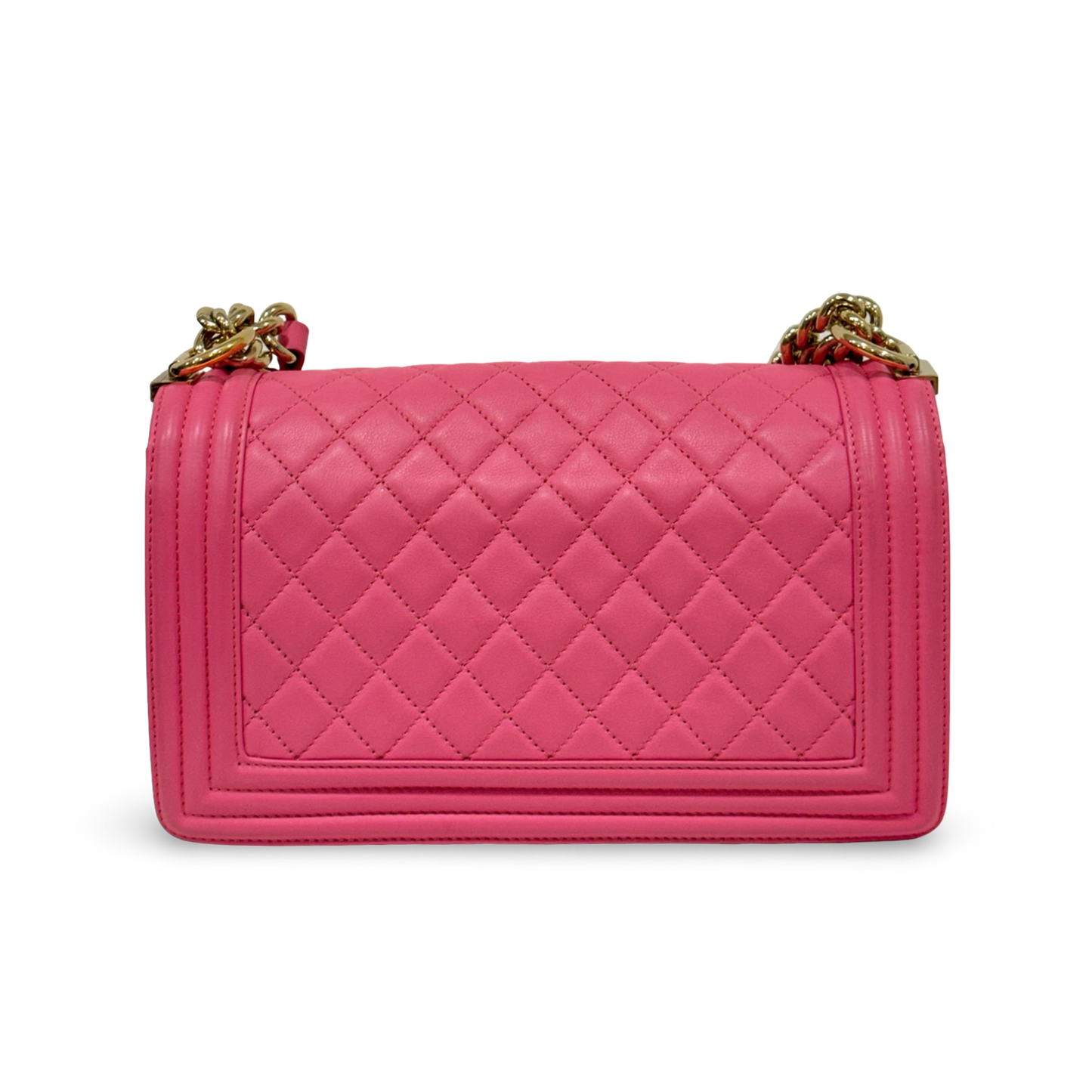Chanel Quilted Calfskin Medium Pink Boy Bag - GHW / Pink