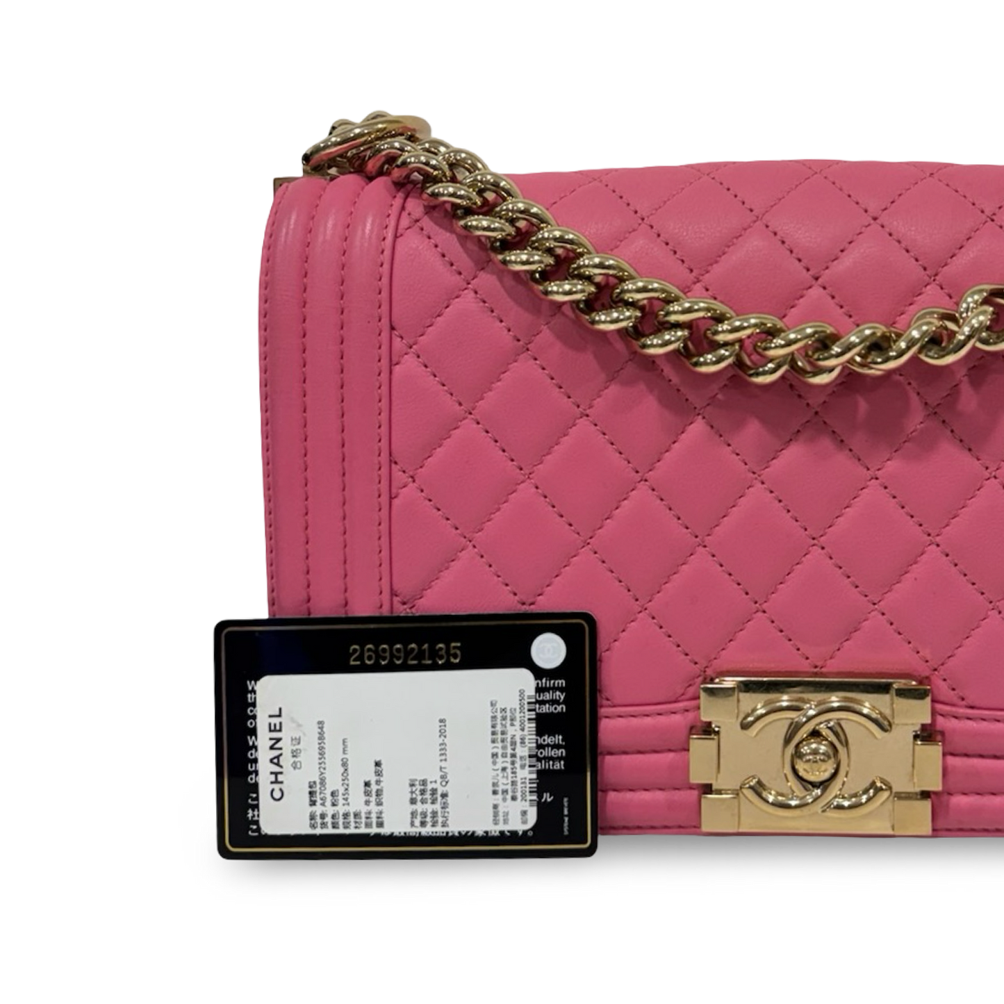Chanel Quilted Calfskin Medium Pink Boy Bag - GHW / Pink