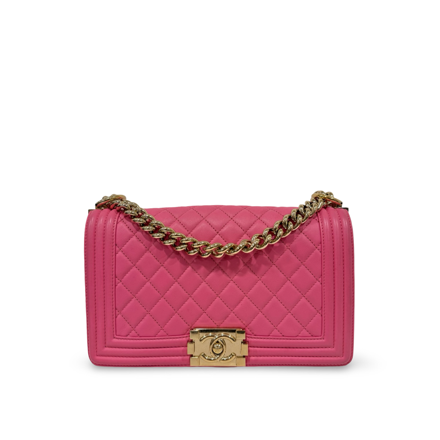 Chanel Quilted Calfskin Medium Pink Boy Bag - GHW / Pink