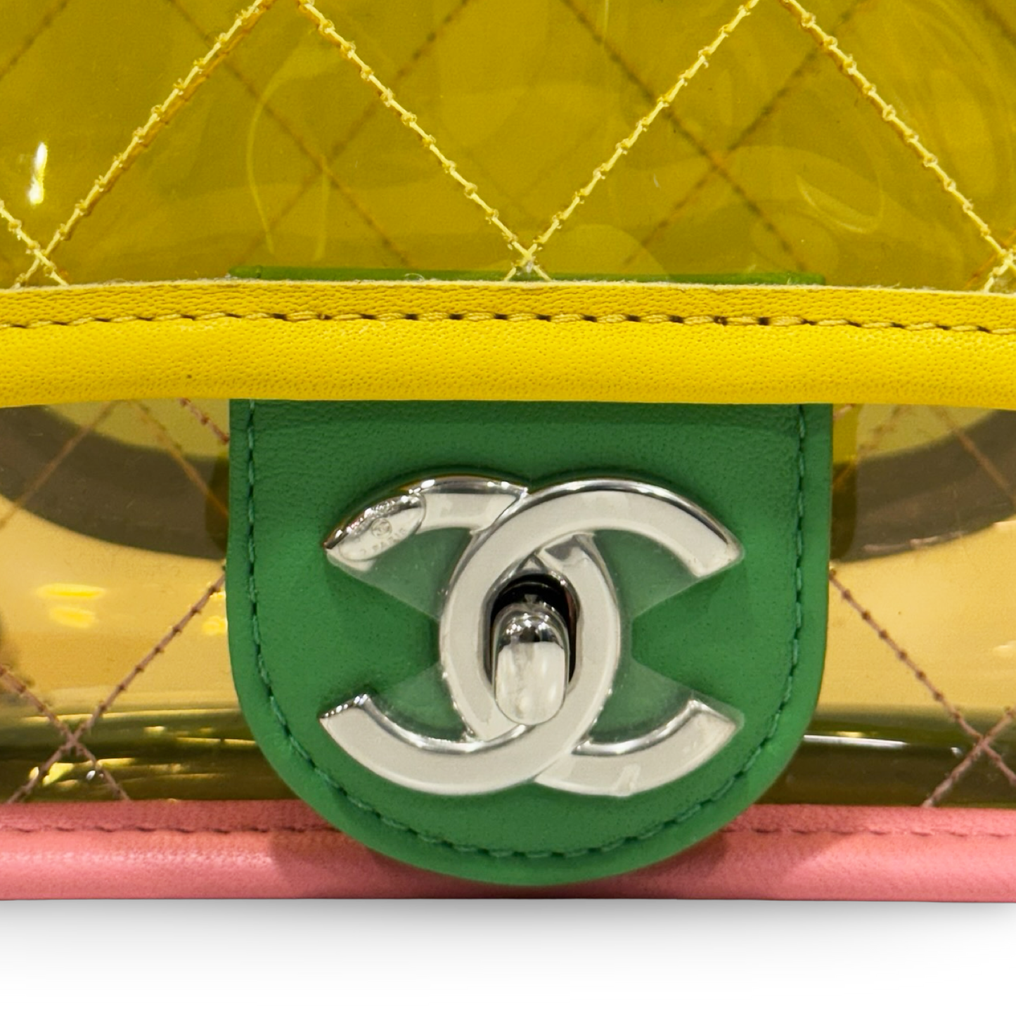 321/ 1352 Chanel Quilted PVC Small Splash Flap -  SHW / Yellow