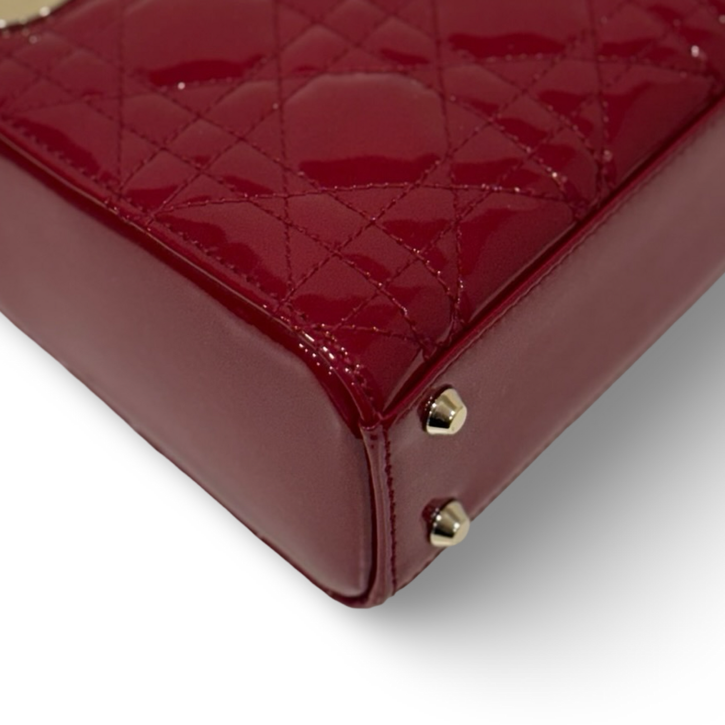 Dior Cannage Patent Mini Lady Dior - GHW / Red