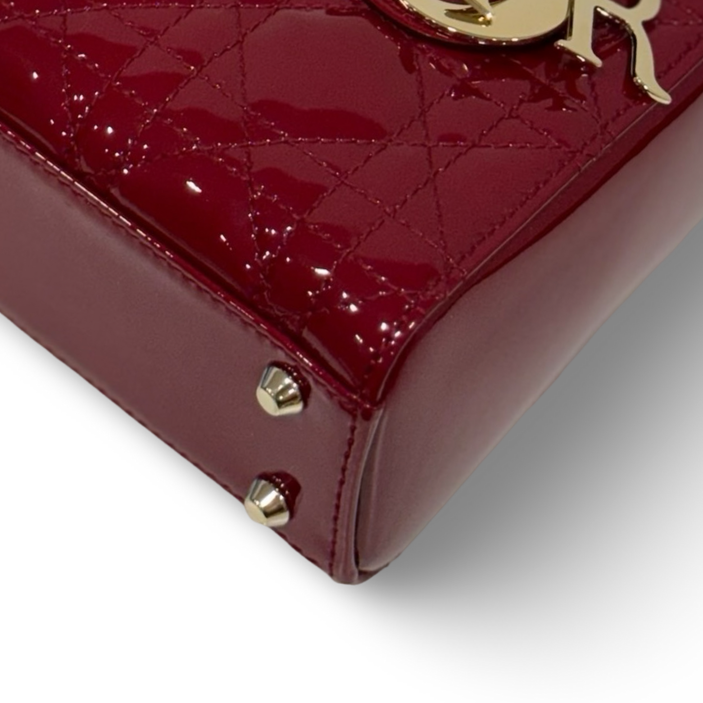 Dior Cannage Patent Mini Lady Dior - GHW / Red