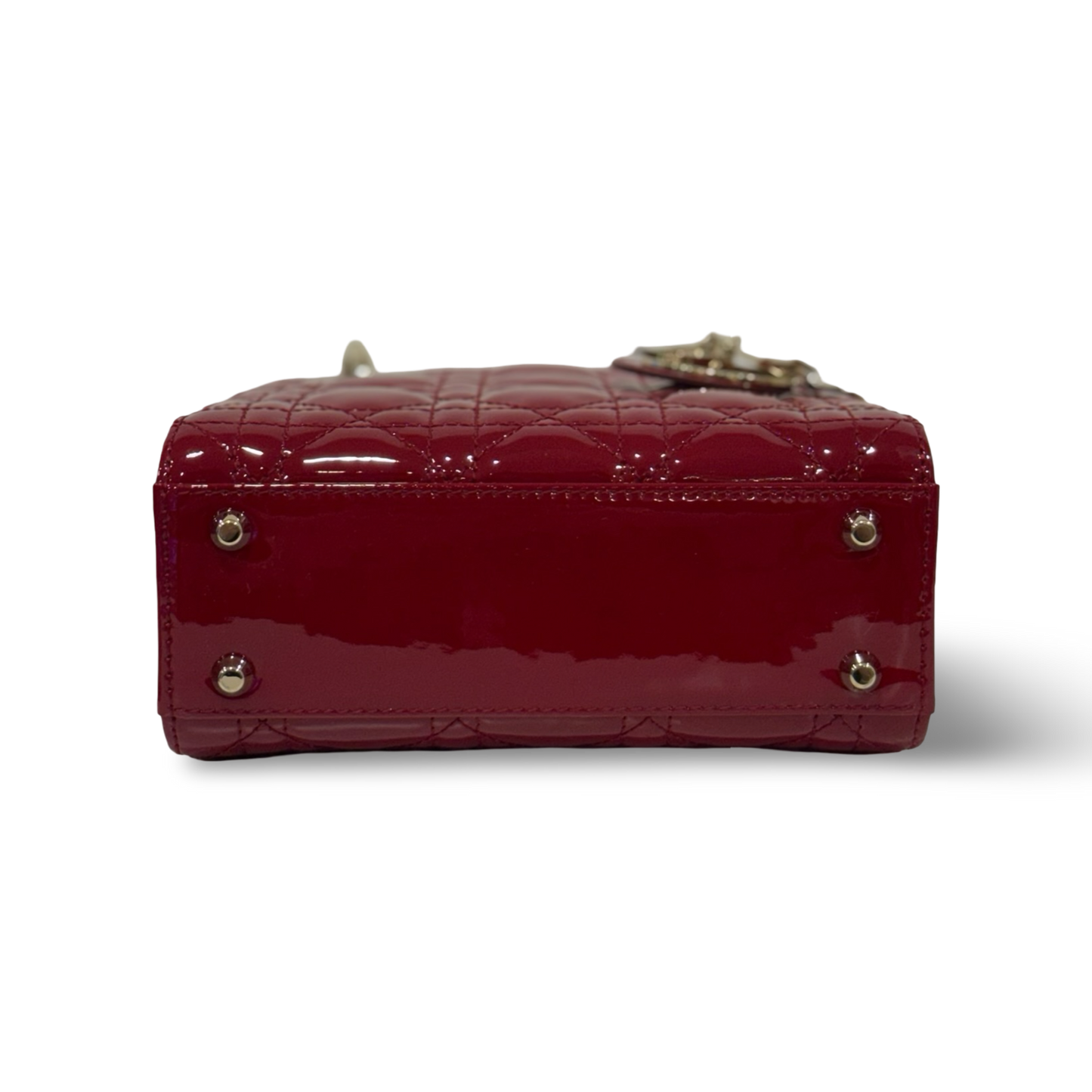 Dior Cannage Patent Mini Lady Dior - GHW / Red