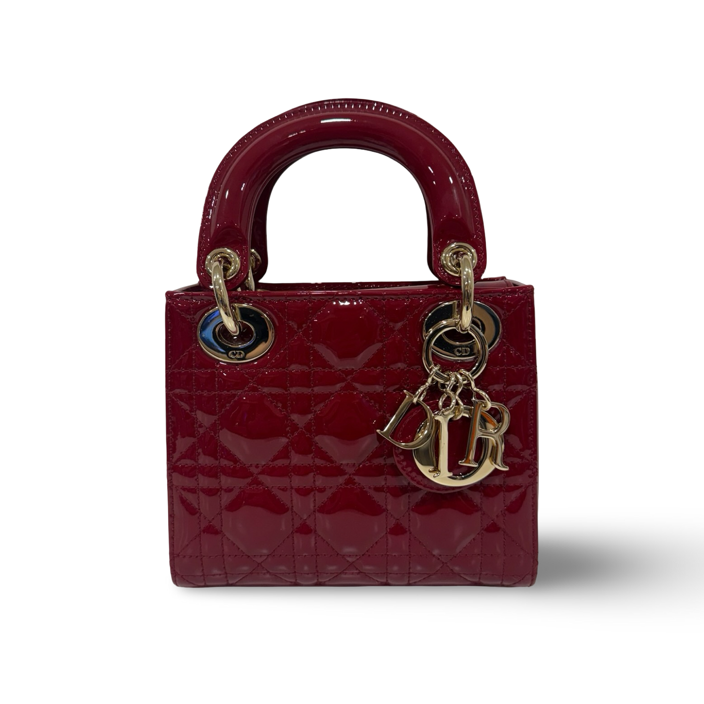 Dior Cannage Patent Mini Lady Bag - GHW / Red