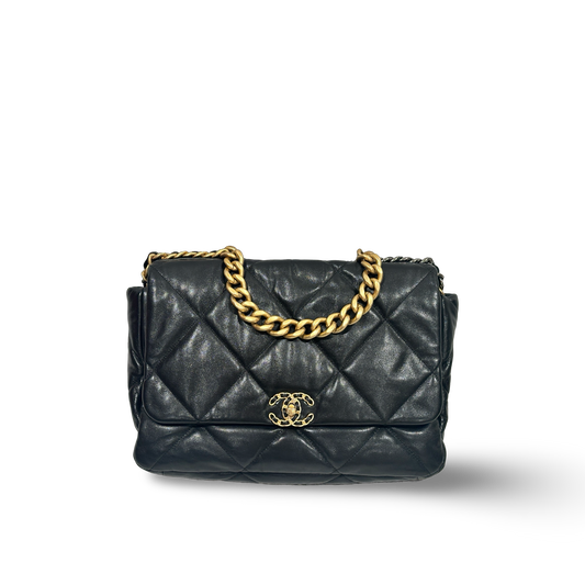 Chanel Lambskin 19Bag Maxi Bag Black