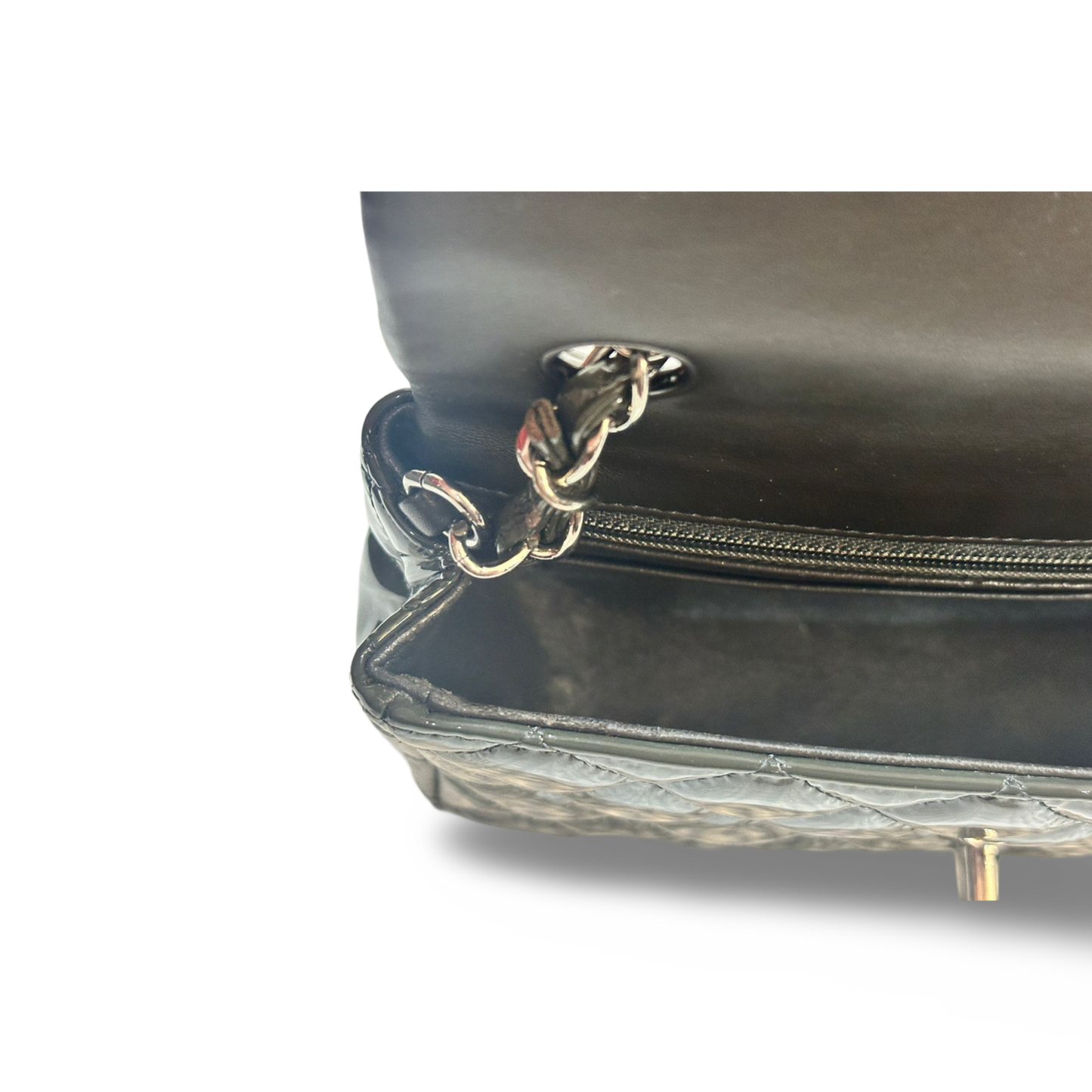 Chanel Classic Patent Mini Single Flap Gray