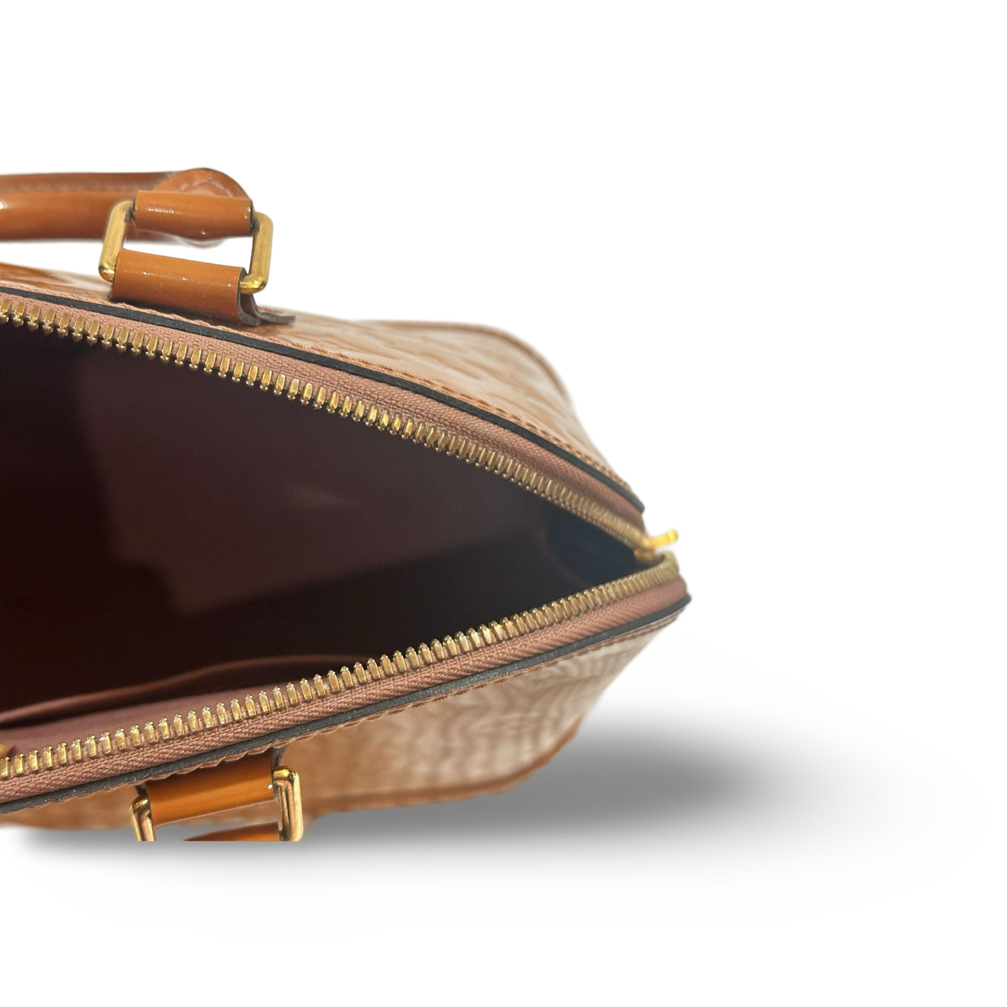 Louis Vuitton Patent GM Alma Bag Brown