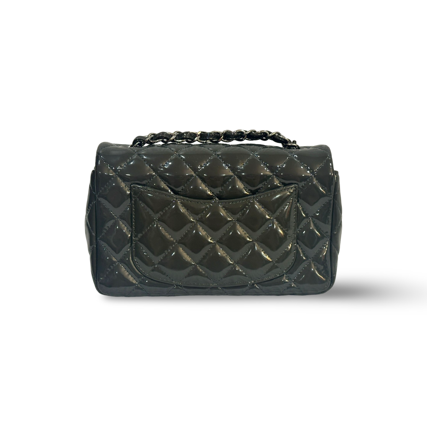 Chanel Classic Patent Mini Single Flap Gray