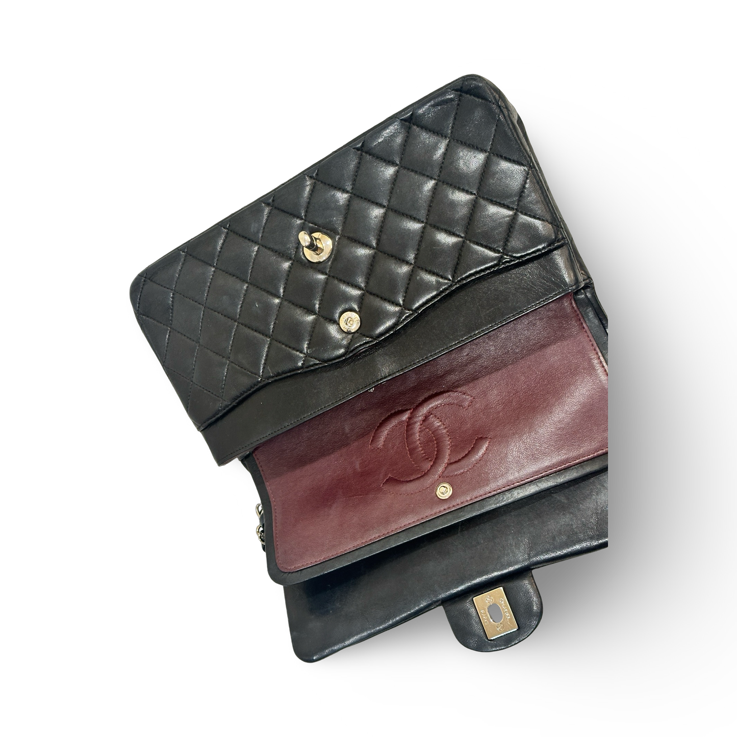 Chanel Classic Lambskin Medium Double Flap Bag - SHW / Black