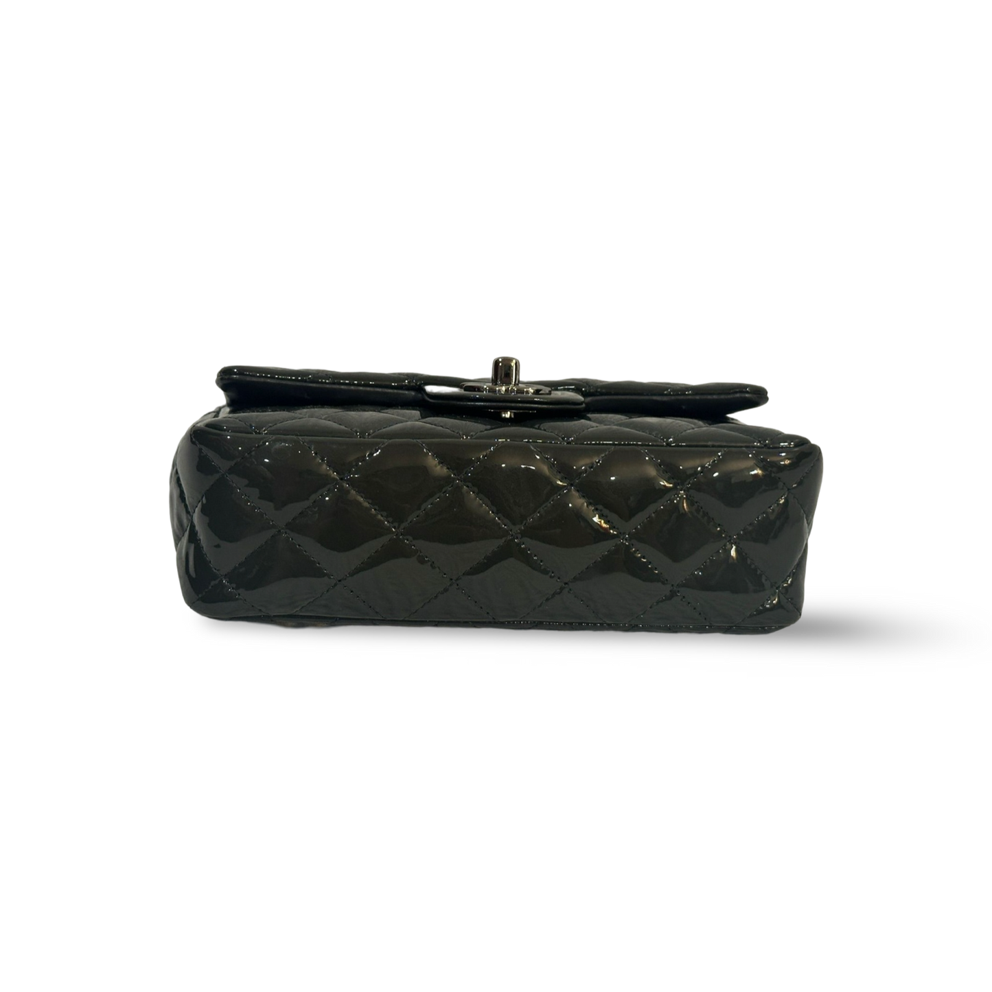 Chanel Classic Patent Mini Single Flap Gray