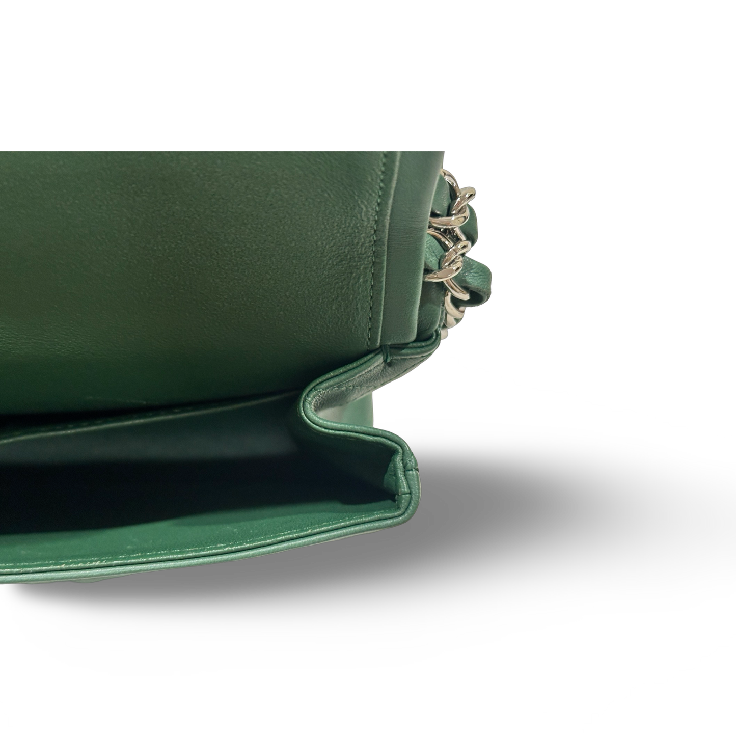 Chanel Classic Lambskin Medium Double Flap Sliver Green