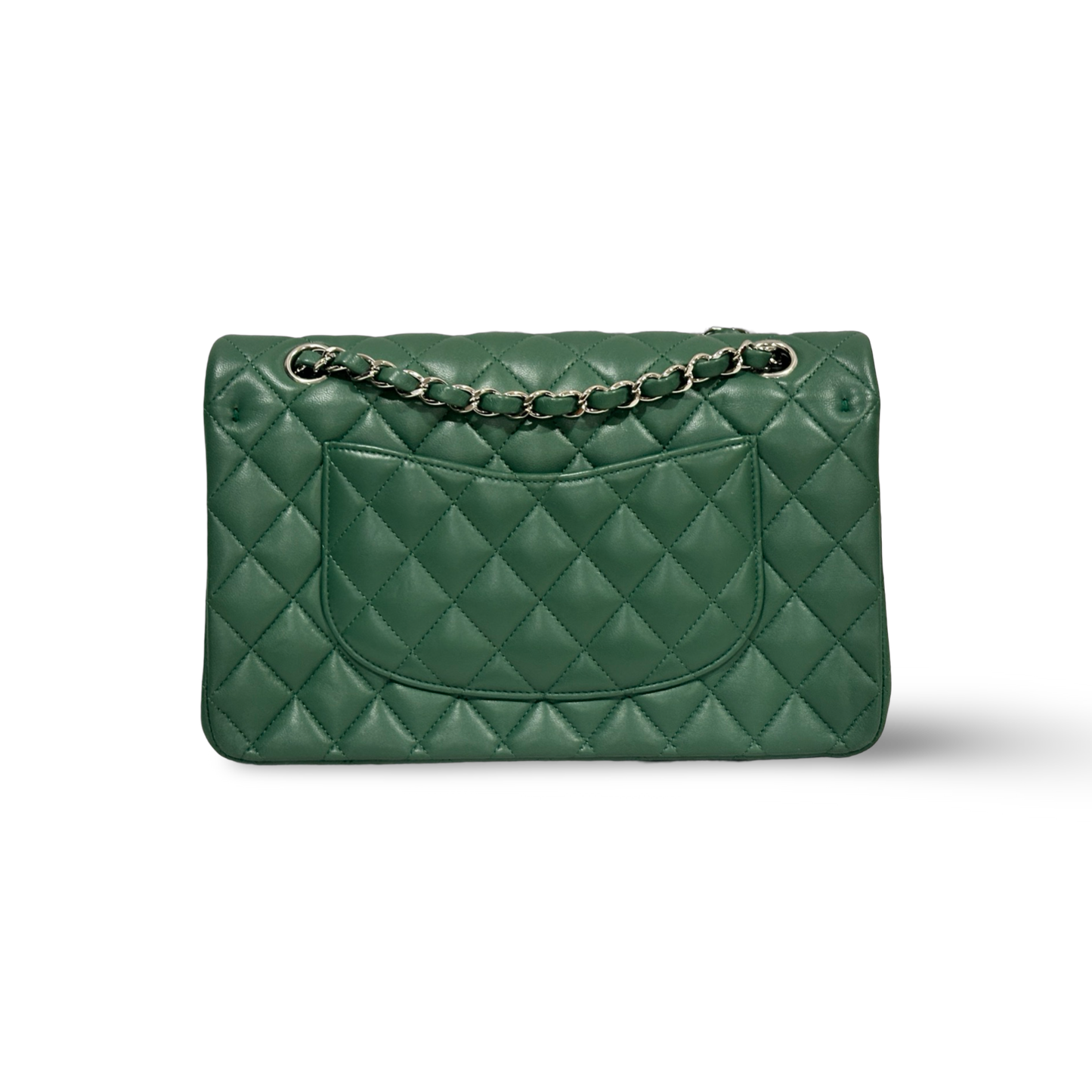 Chanel Classic Lambskin Medium Double Flap Sliver Green