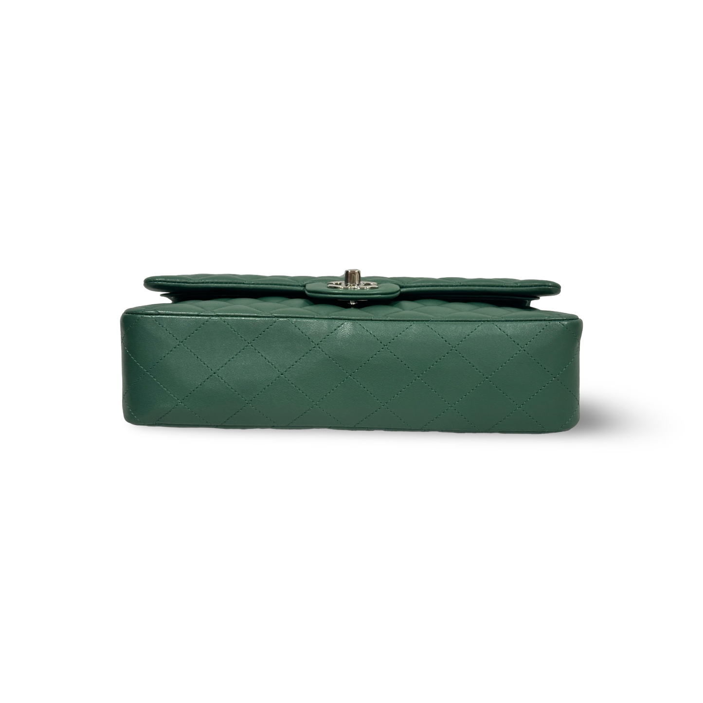 Chanel Classic Lambskin Medium Double Flap Sliver Green