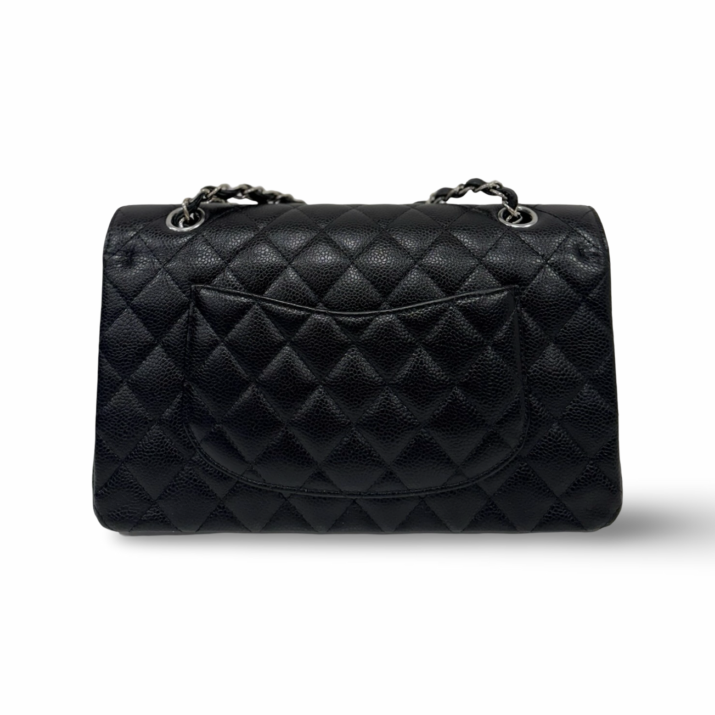 Chanel Quilted Caviar Medium Double Flap Bag - SHW / Black