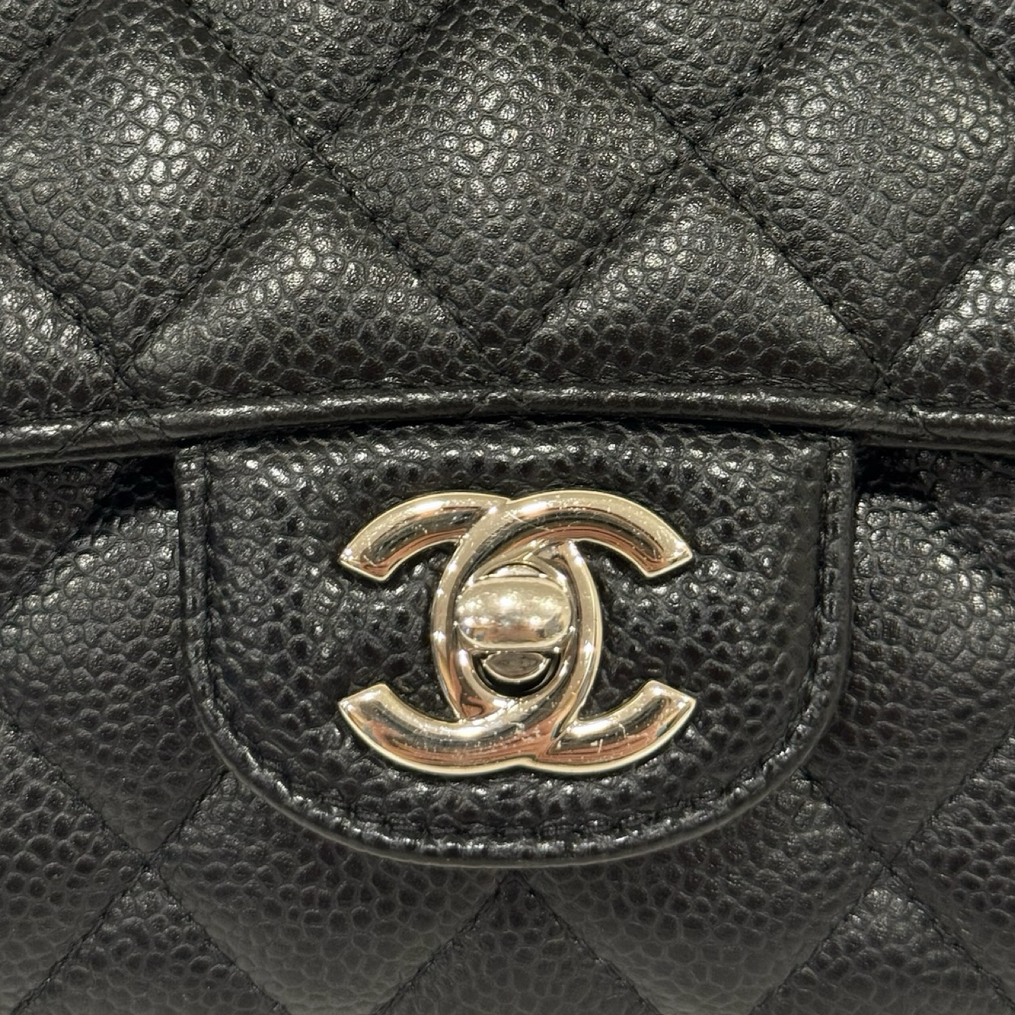 Chanel Quilted Caviar Medium Double Flap Bag - SHW / Black