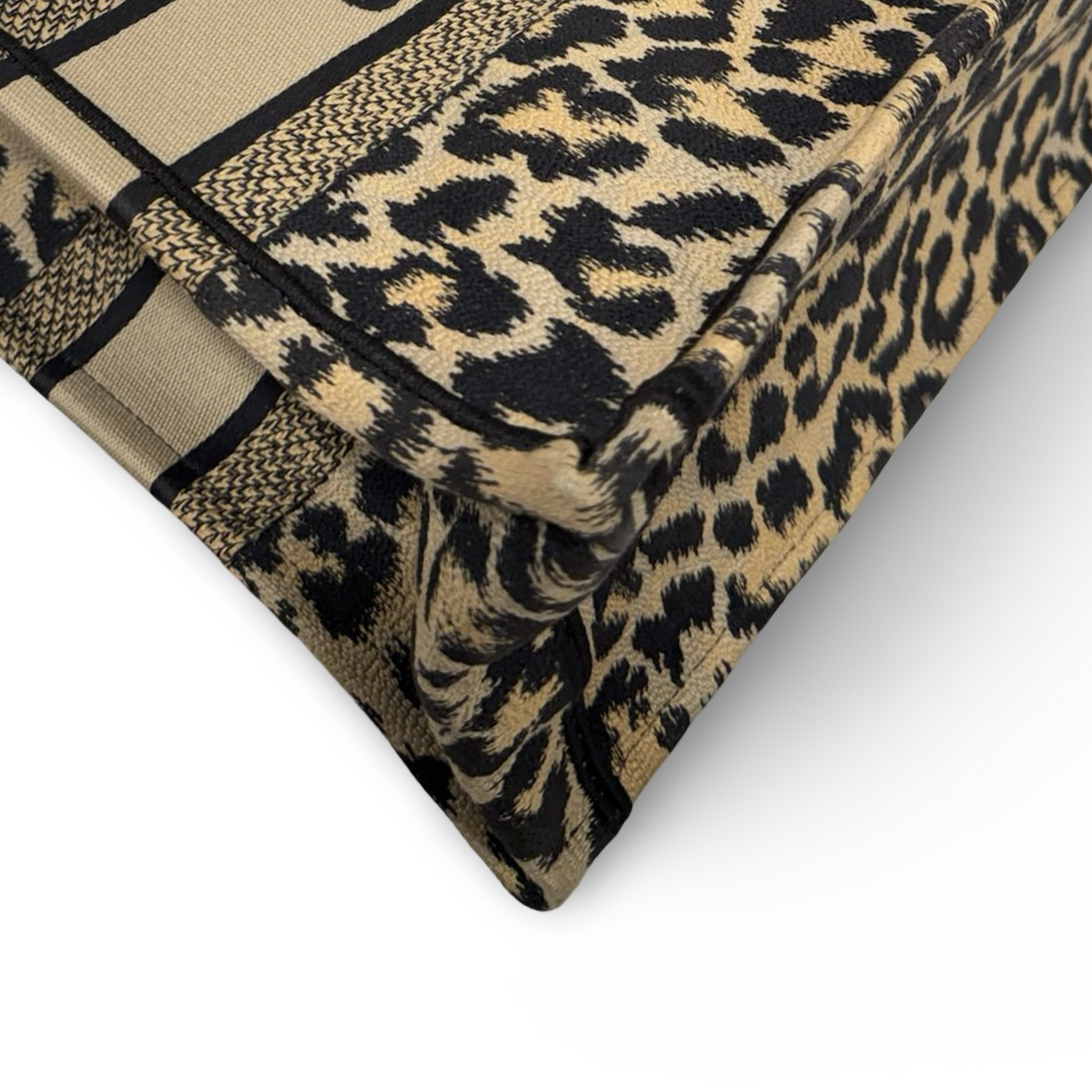 Dior Embroieder Canvas Medium Leopard Tote - Brown